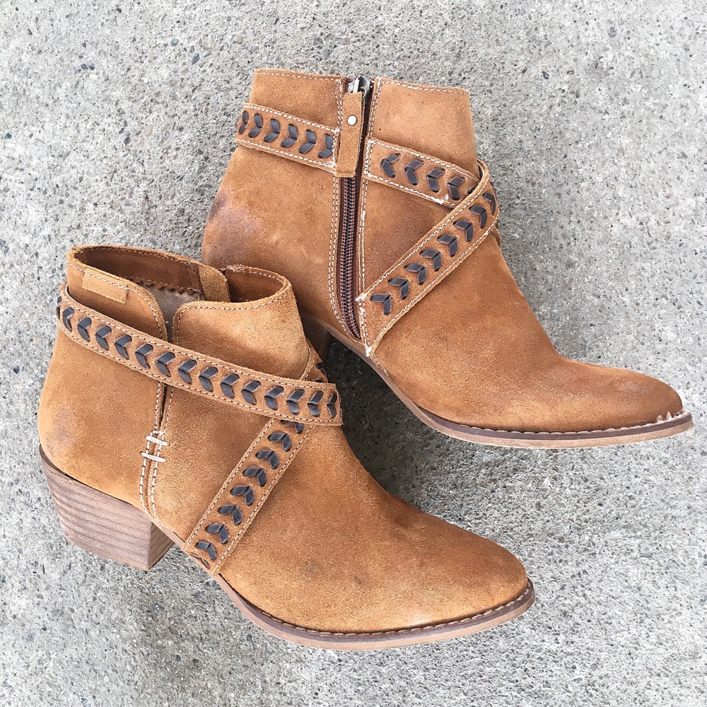 Sundance Tan Ankle Boots with Brown Accents